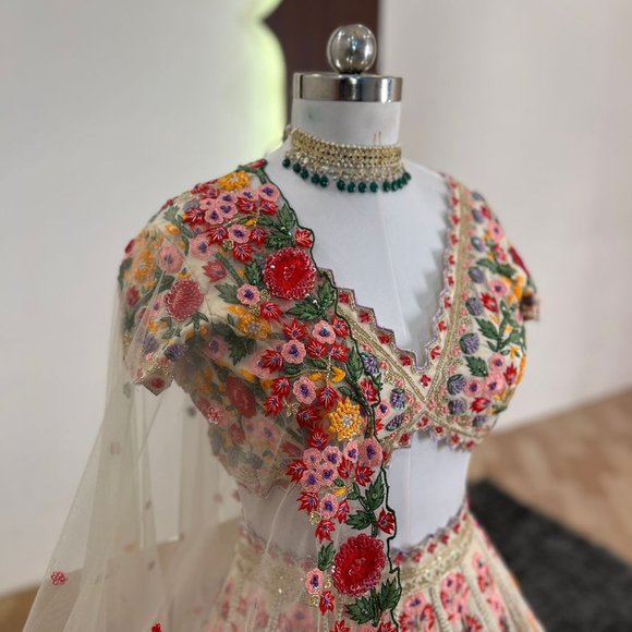 ANUSHREE REDDY INSPIRED IVORY LEHENGA - Picture 2 of 4